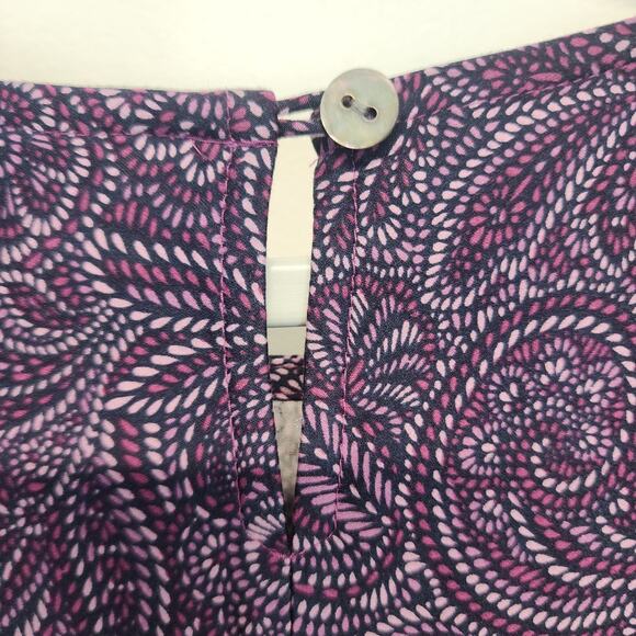 J. Jill Tiered Midi Dress Size L Purple Paisley 3/4 Sleeve Flowy Viscose Boho - Picture 7 of 13